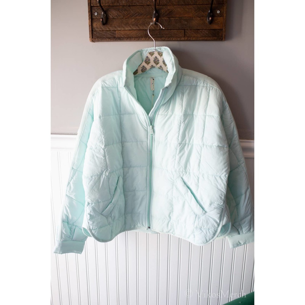 Free People Blue Puffer Jacket with Quilted Design - Picture 4 of 6